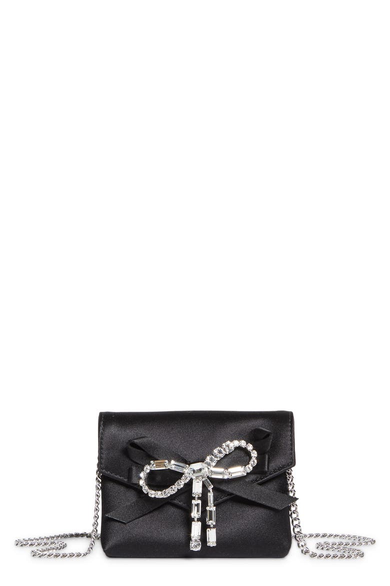 Soft Card Holder with Chain, Main, color, BLACK/ SILVER