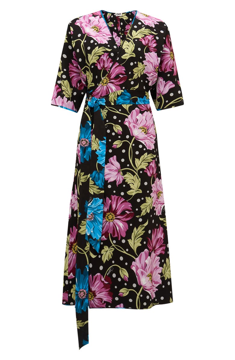 DVF Rosalina Reversible Floral Wrap Dress, Alternate, color, 