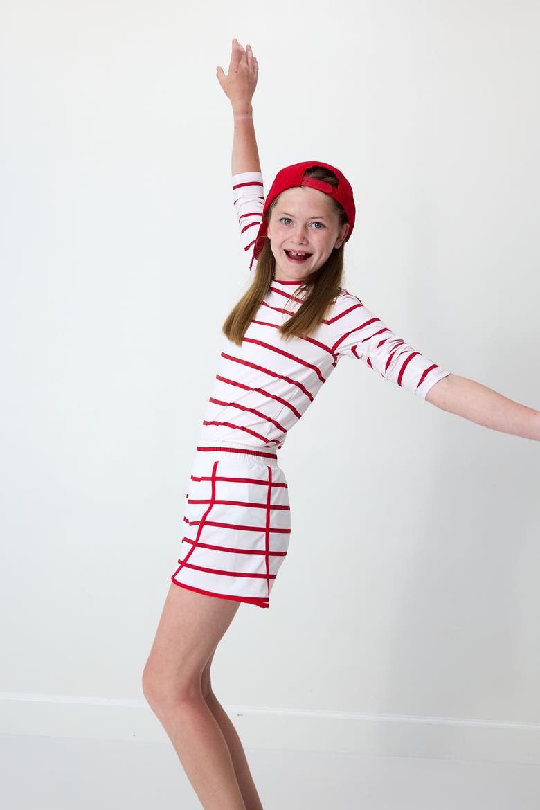Girls Long Sleeve Practice Tee, Alternate, color, Red Stripe