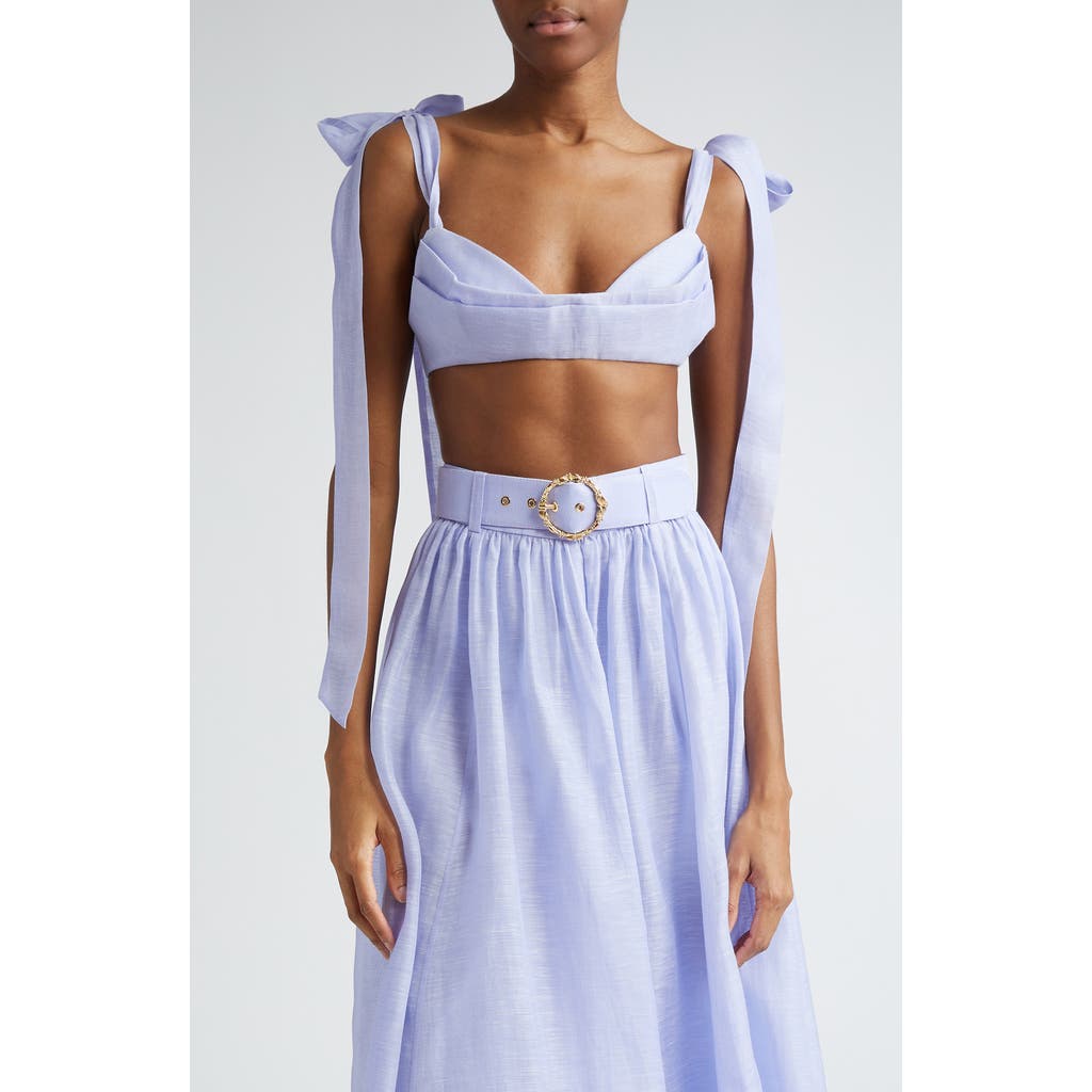 Zimmermann Tie Strap Linen & Silk Bustier Top In Purple