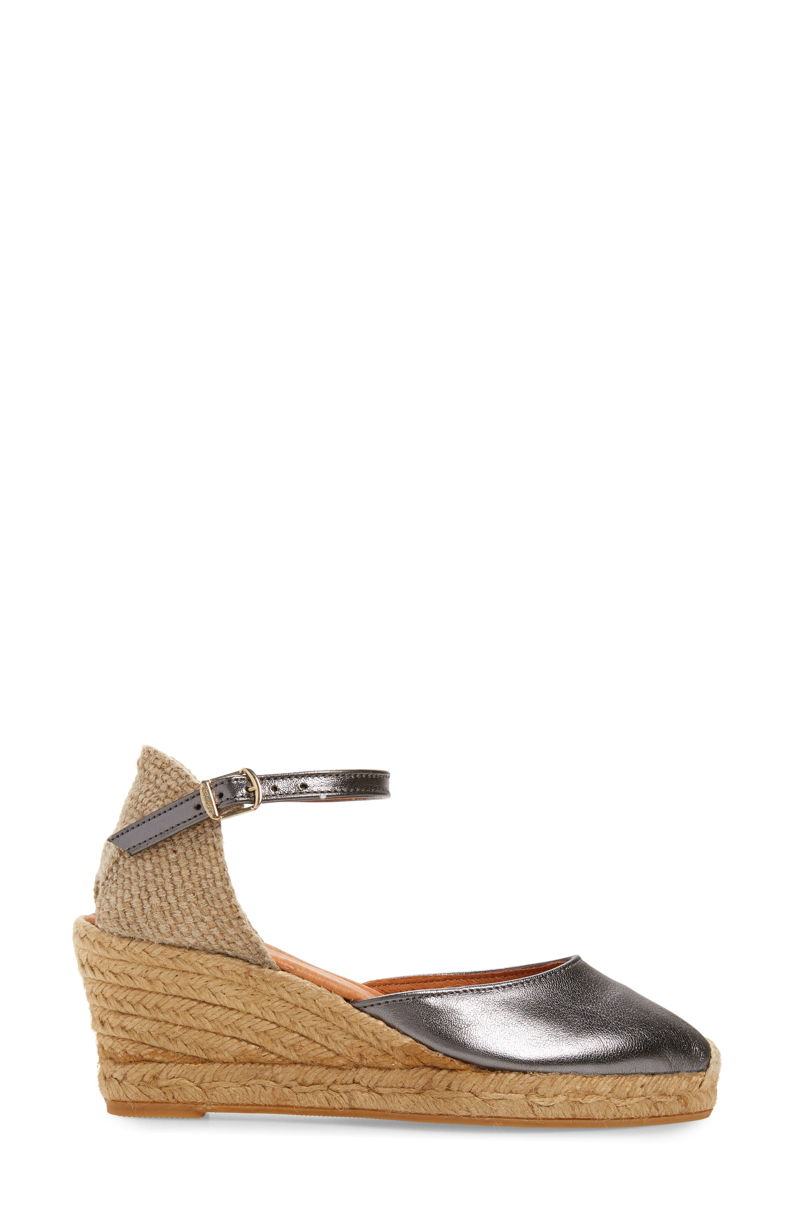 Costa Wedge Sandal, Alternate, color, METALLIC SILVER LEATHER