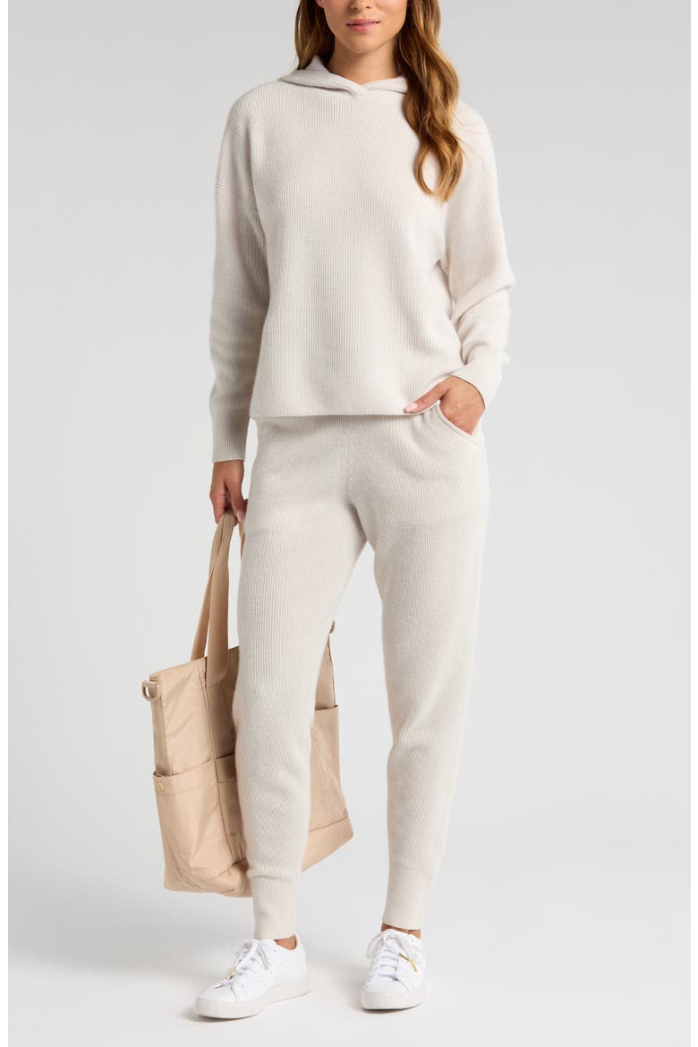 Wool & Cashmere Rib Hoodie, Alternate, color, IVORY EGRET LIGHT