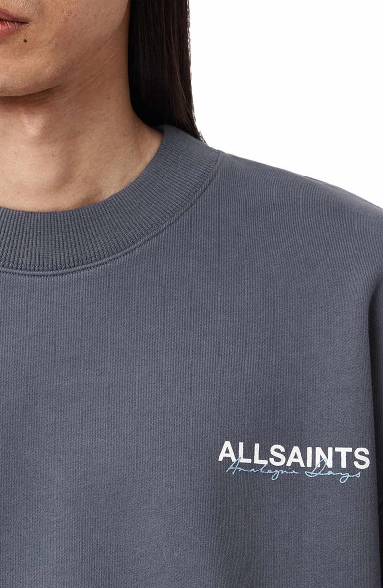 AllSaints Emblem Graphic Sweatshirt, Alternate, color, Slatewash Blue