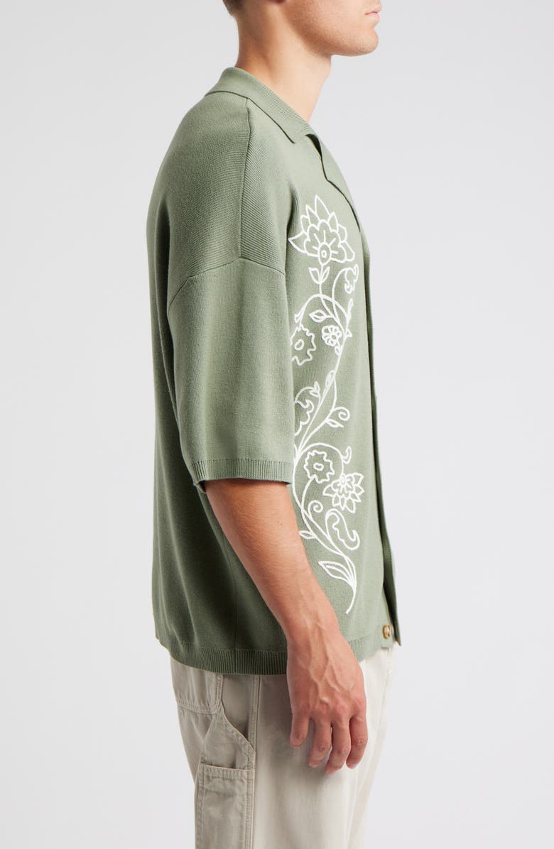 Topman Floral Embroidered Polo, Alternate, color, Light Green