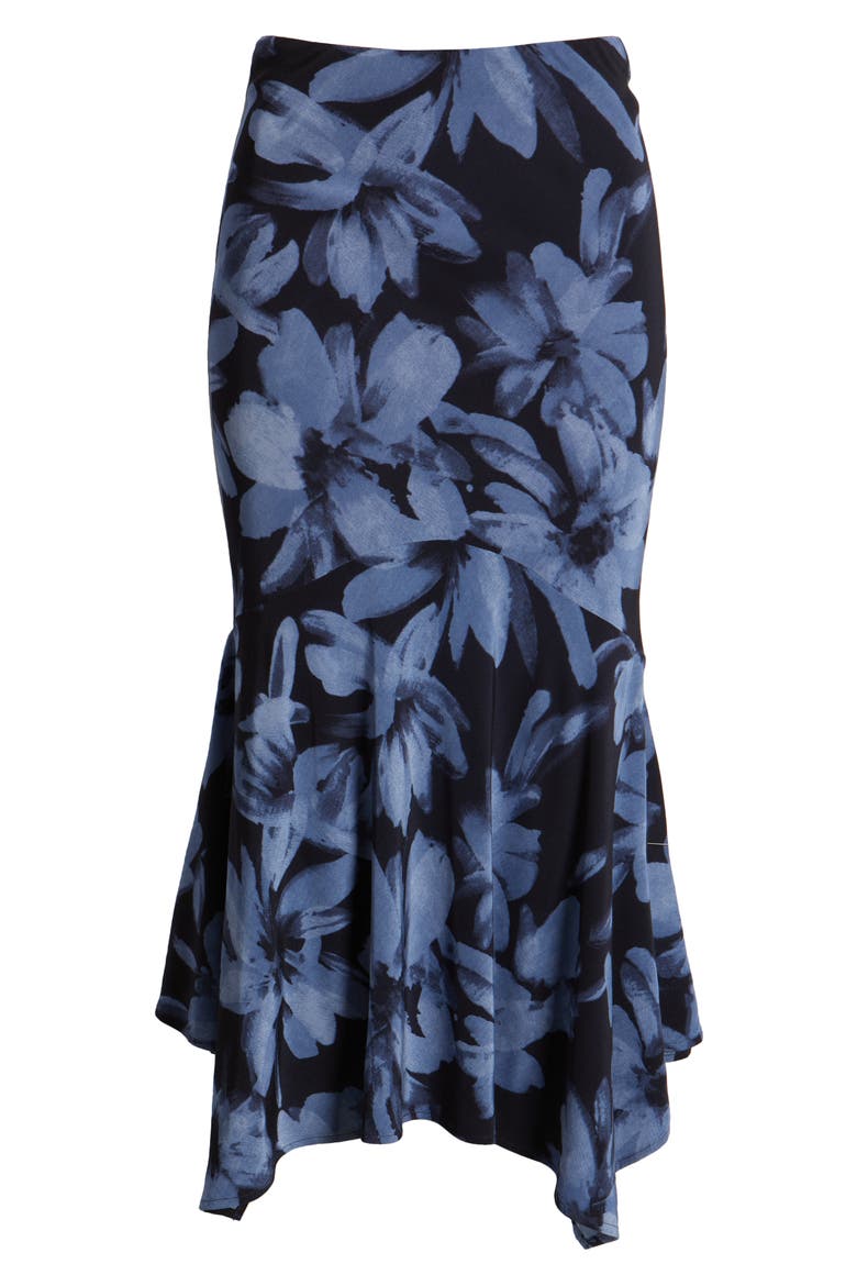 Edwina Floral Asymmetric Midi Skirt, Alternate, color, MIDNIGHT LILY