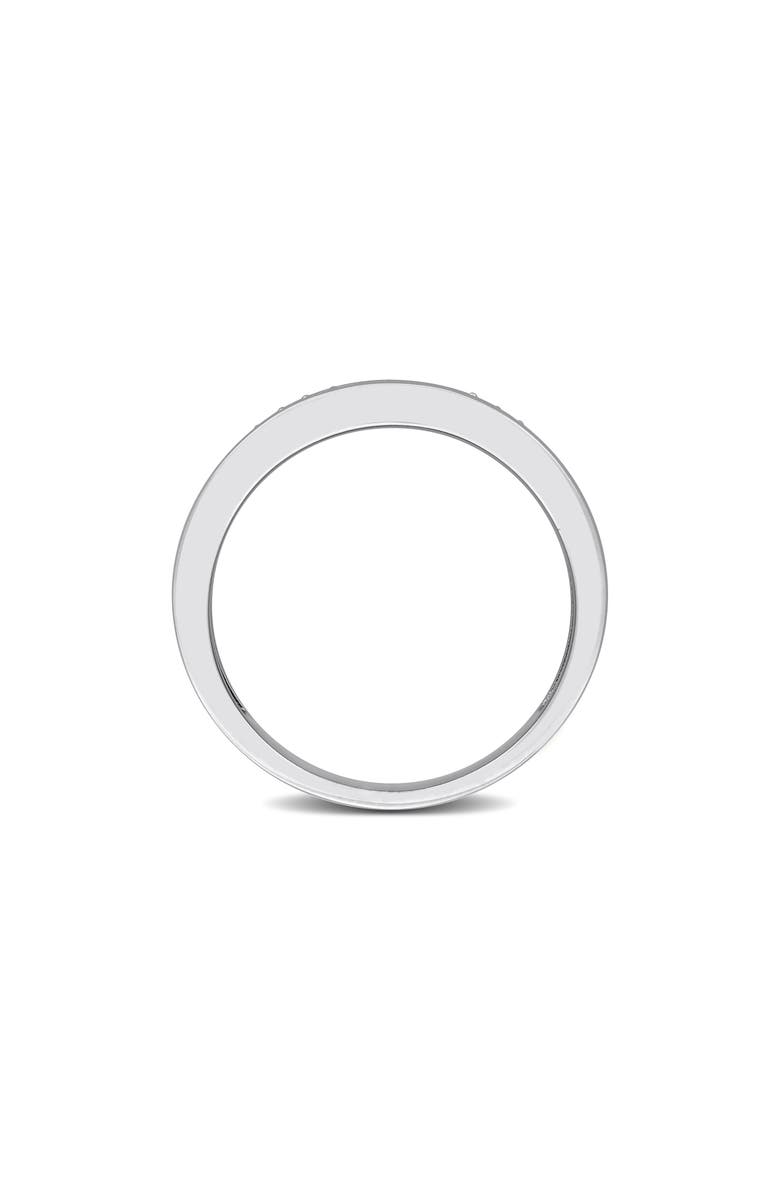 DELMAR Men's Sterling Silver Pavé Lab Grown Diamond Band Ring, Alternate, color, White