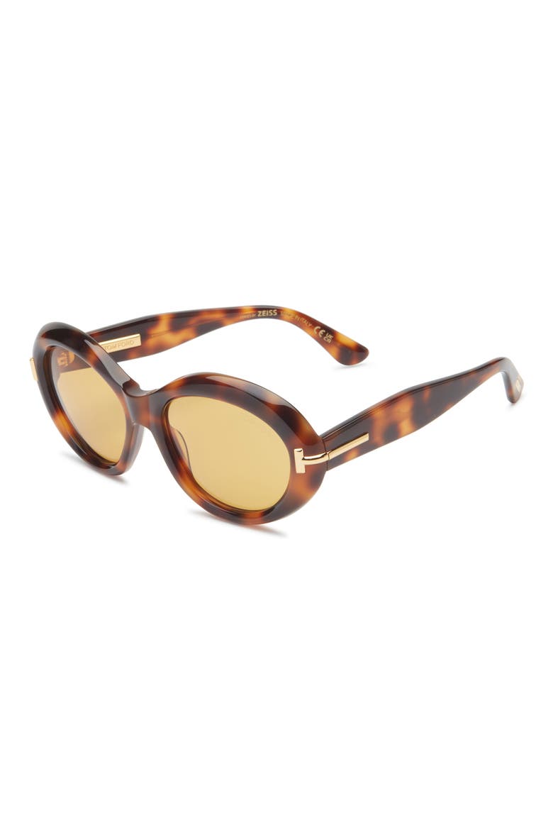 55mm Oval Sunglasses, Alternate, color, HAVANA / BAGUETTE VICUNA