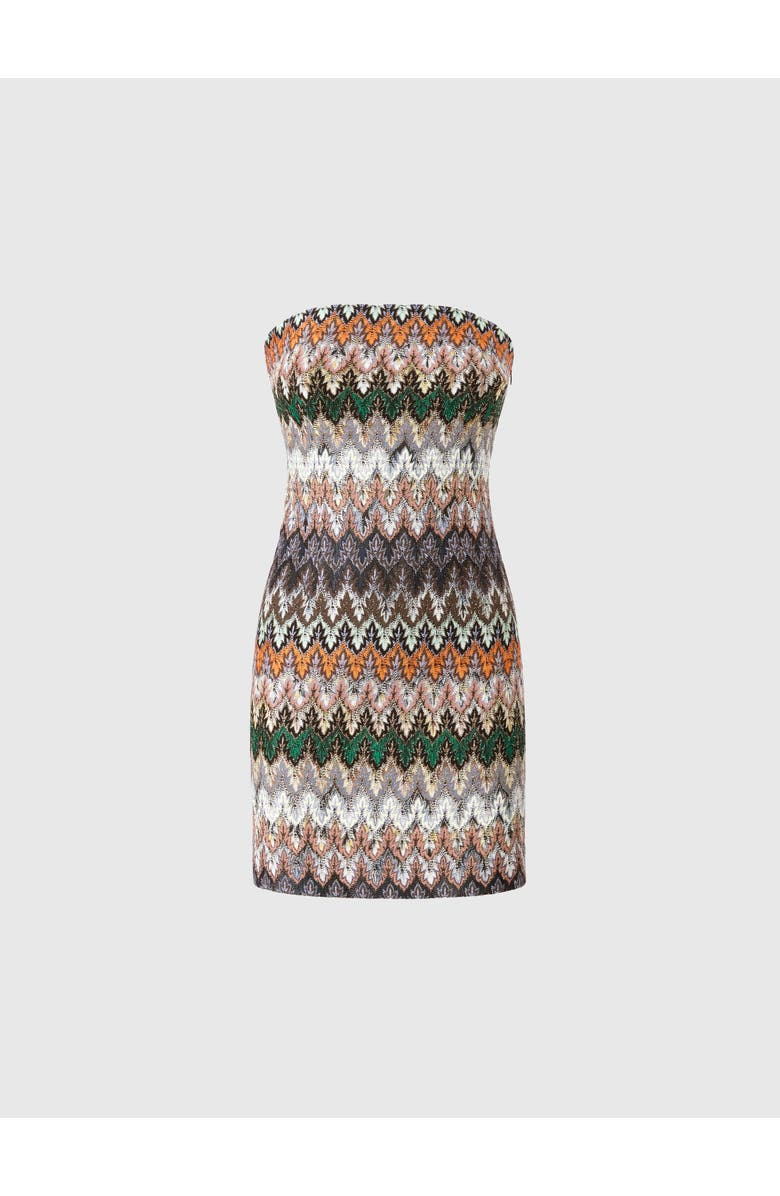 Missoni Viscose And Cotton Lamé Mini Dress With Lace Motif, Main, color, Green& Brown
