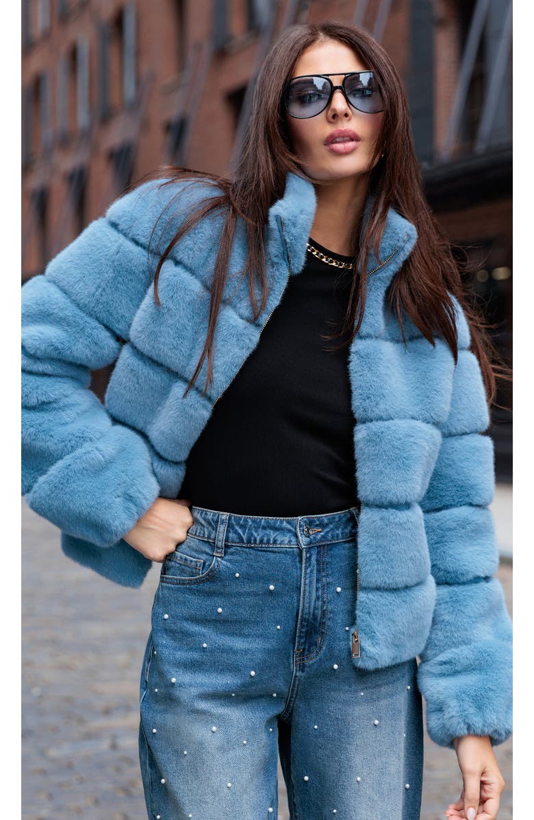 Generation Love Jodi Faux Fur Jacket, Alternate, color, Blue