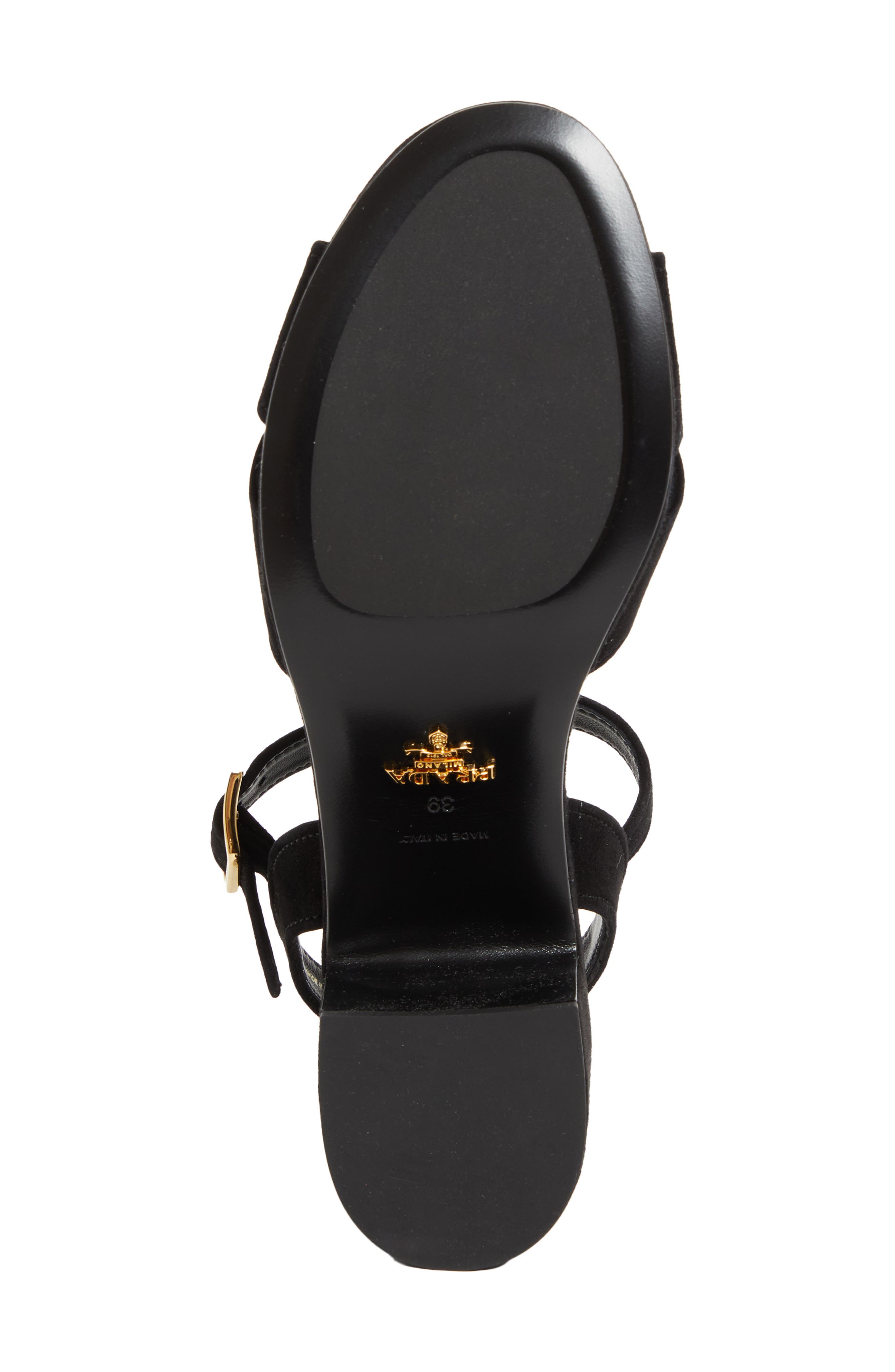 Prada Suede Platform Sandal, Alternate, color, Nero