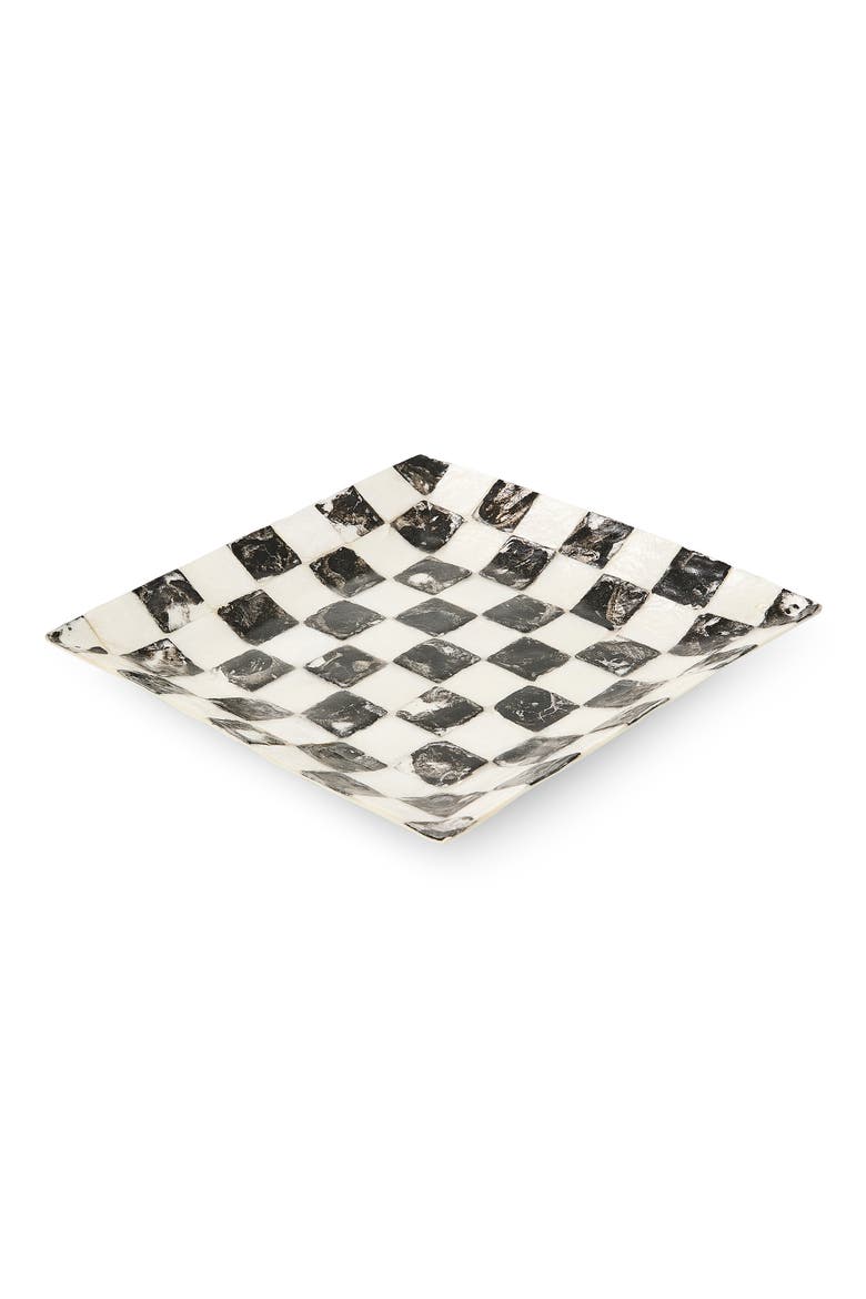 Courtly Check Capiz Catchall Tray, Main, color, BLACK