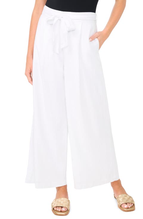Tie Waist Wide Leg Ankle Pants