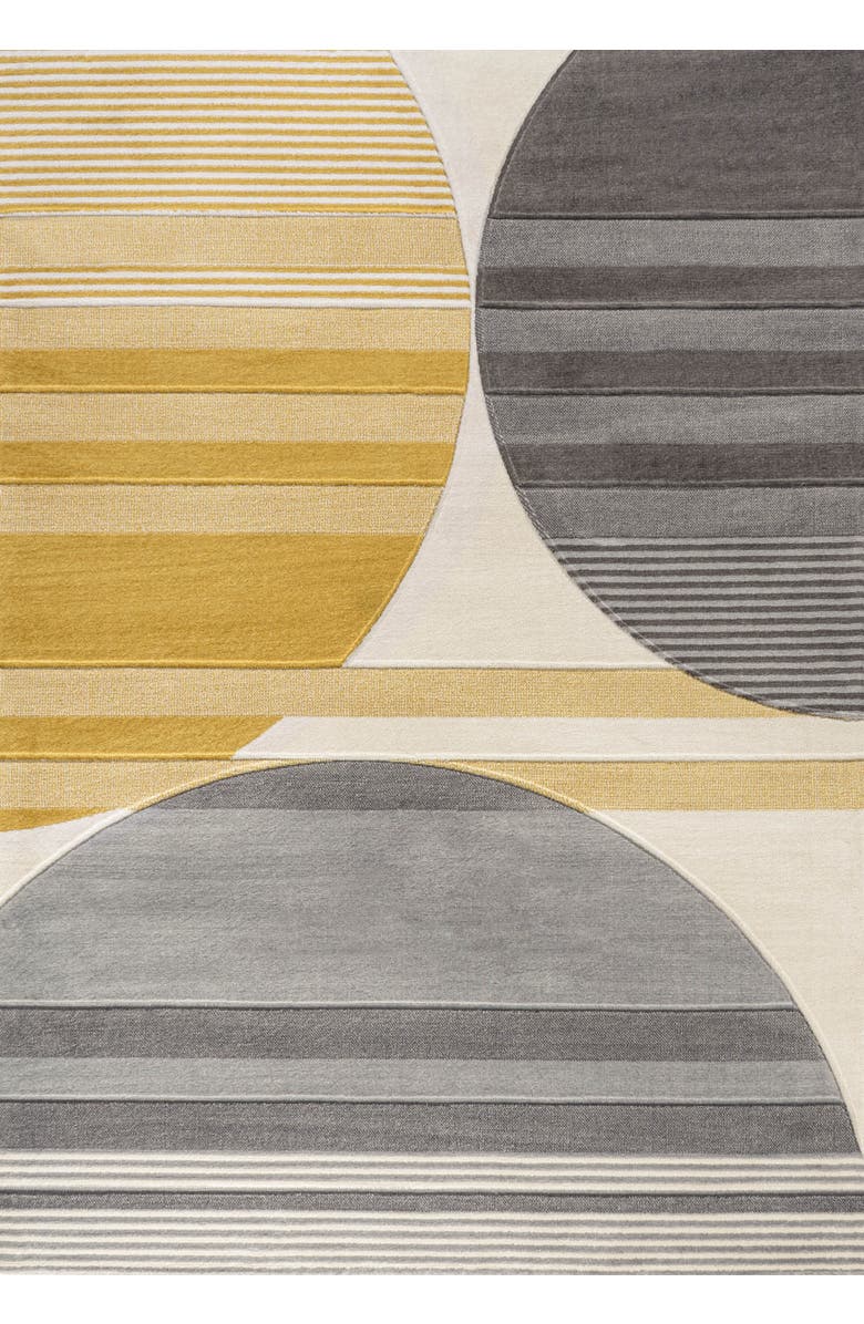 JONATHAN Y Nicky Geometric Striped Circles Area Rug, Main, color, Gray/Yellow/Cream