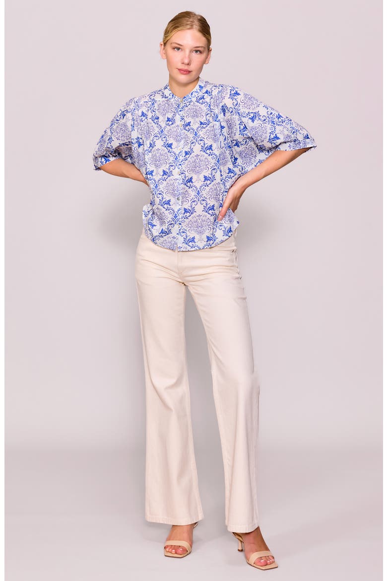Print Voile Shirt, Alternate, color, BLUE WHITE