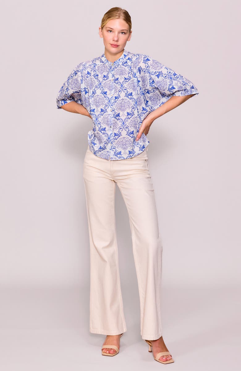 MELLODAY Print Voile Shirt, Alternate, color, Blue White
