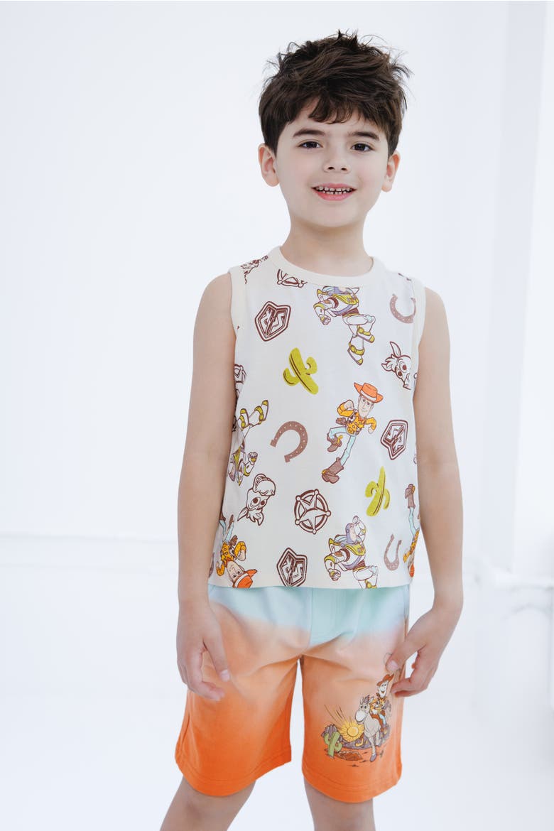 Pixar 3-Piece Tee Tank and Shorts Set, Alternate, color, Woody Buzz Tan
