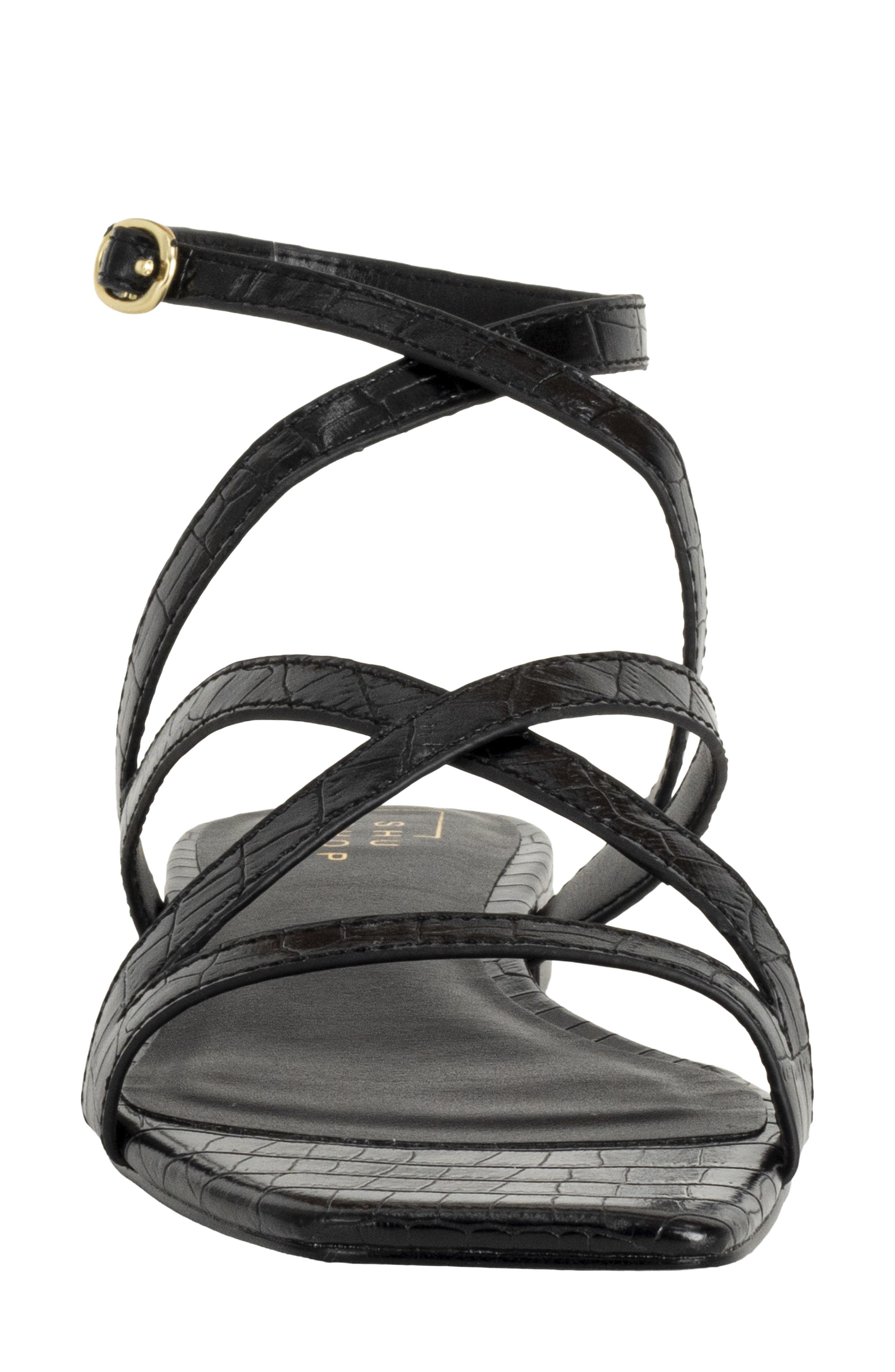 SHUSHOP Cecilia Ankle Strap Sandal, Alternate, color, Black Croco