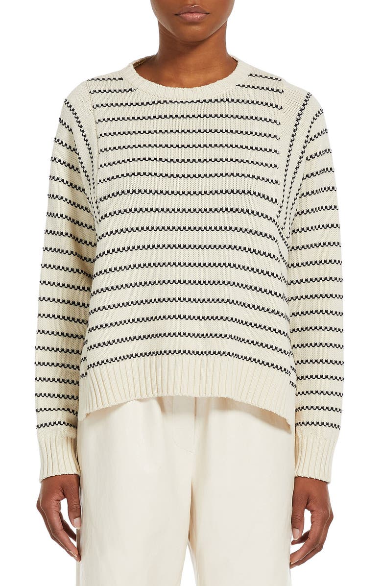 Weekend Max Mara Natura Stripe Cotton Blend Crewneck Sweater, Main, color, 