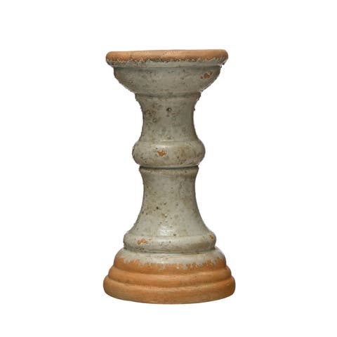 Coastal 2-Tone Terracotta Pillar Candle Holder