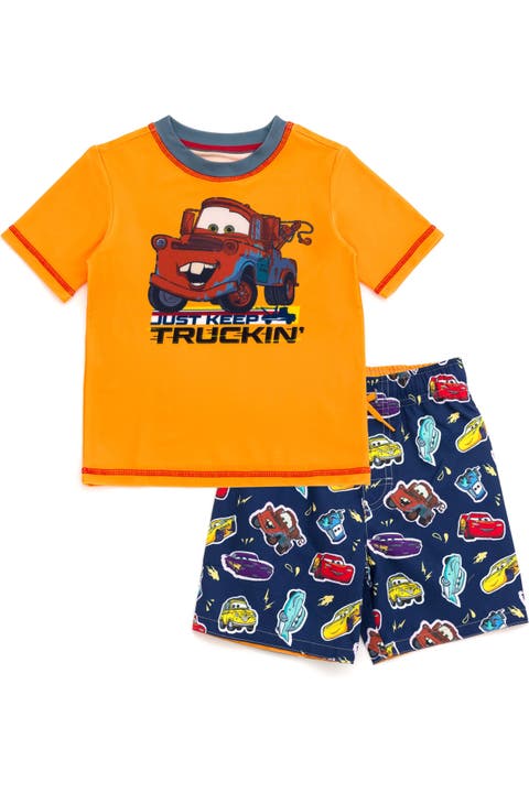 Cars 2-Piece Rash Guard and Swim Trunks Set