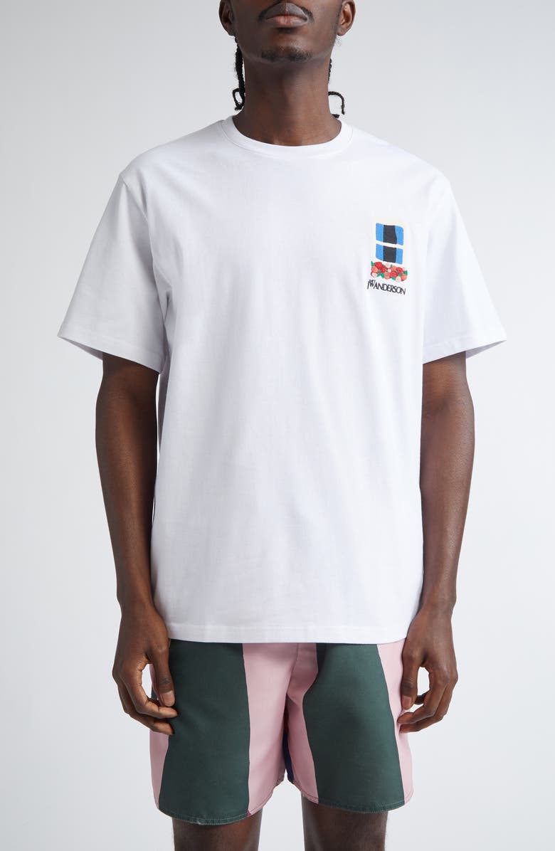 JW Anderson Window Embroidered Cotton T-Shirt, Main, color, 