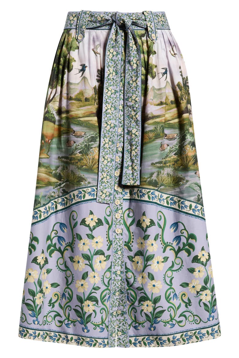 Countryside Landscape Midi Skirt, Alternate, color, GREEN