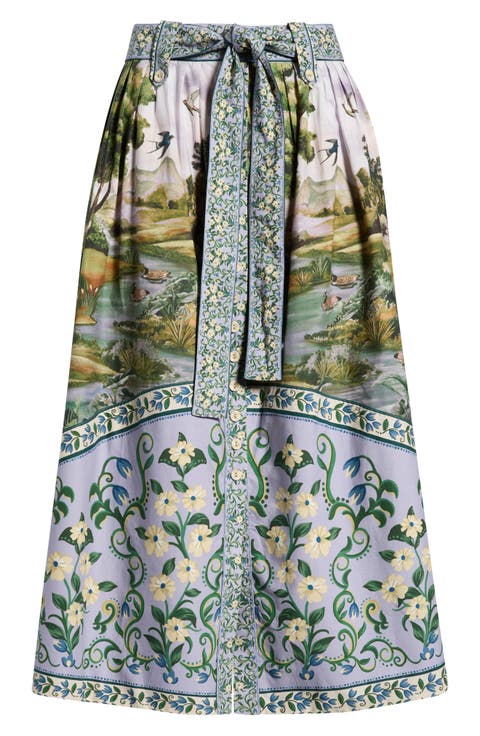 Countryside Landscape Midi Skirt