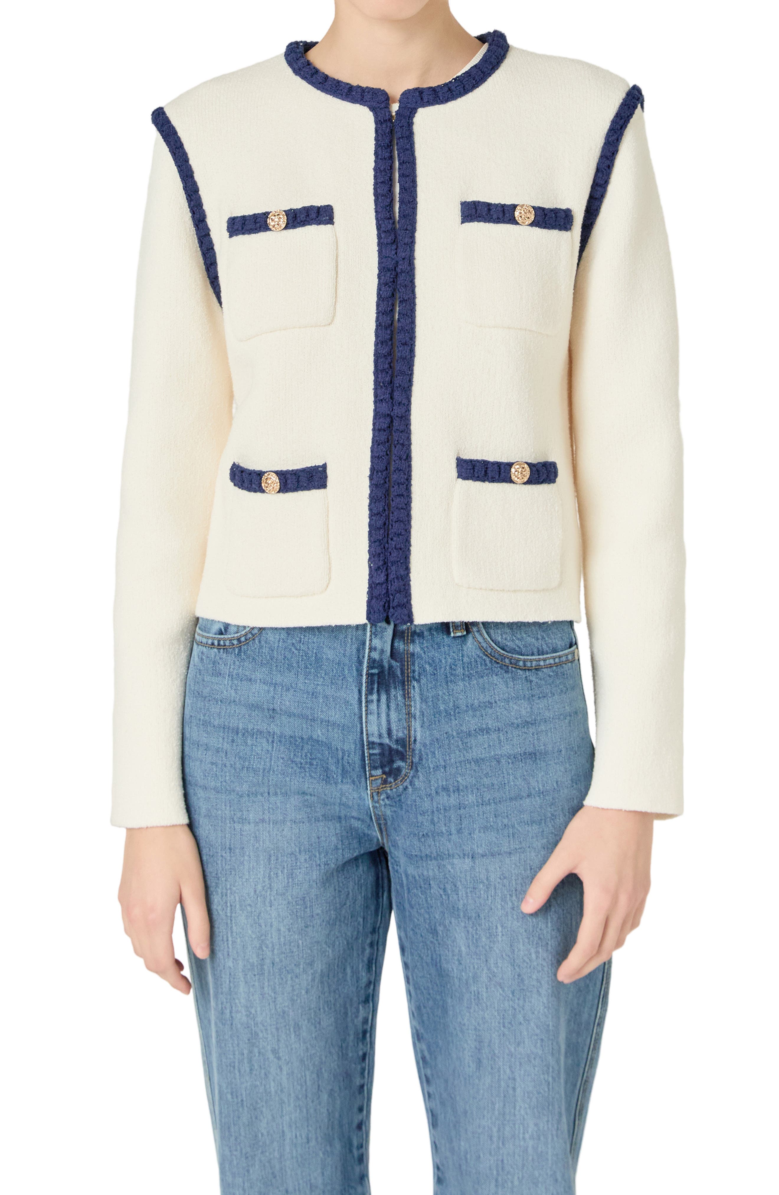 Braided Trim Knit Jacket
