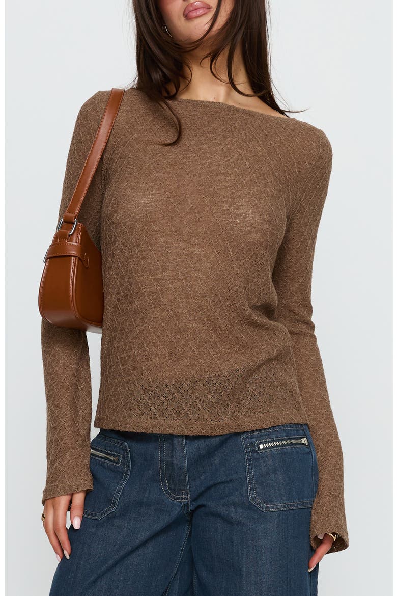 Tuppence Textured Long Sleeve Top, Main, color, BROWN
