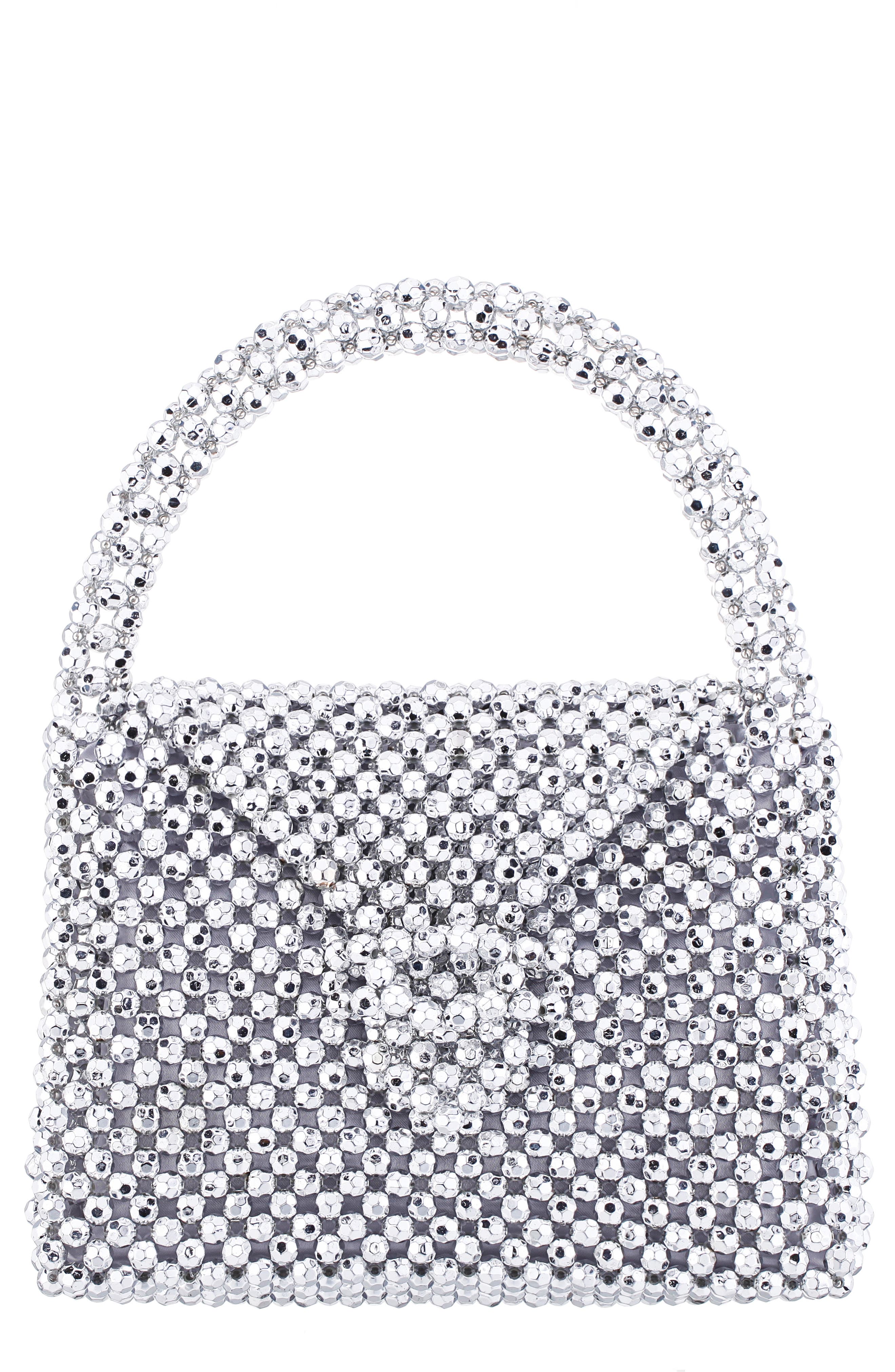 Opie Beaded Satchel, Main, color, SILVER