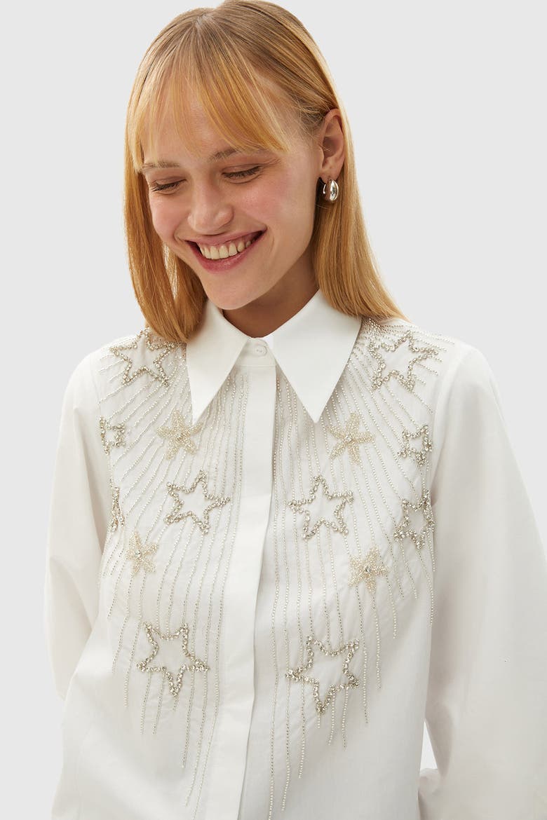Bernard Embroidered Cotton Shirt, Alternate, color, ECRU