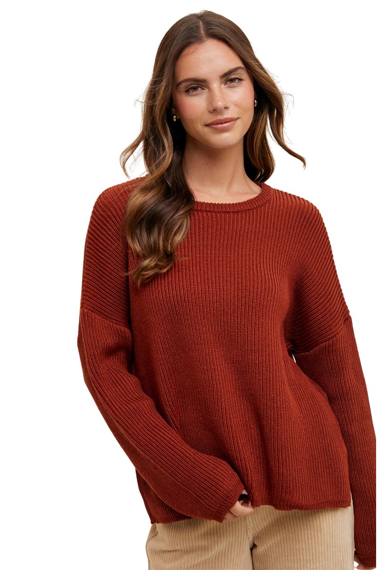 Drop Shoulder Sweater, Alternate, color, RUST