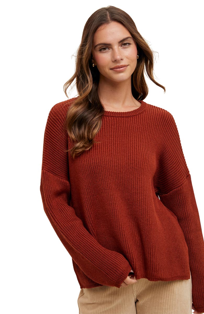 WISHLIST Drop Shoulder Sweater, Alternate, color, Rust