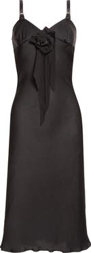 Meruert Tolegen Satin Slipdress with Chiffon Appliqué