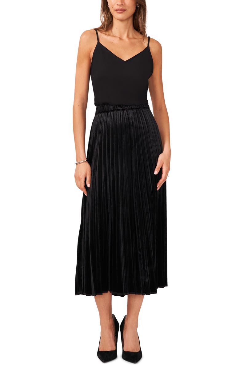 Halogen<sup>®</sup> Pleated Velvet Midi Skirt, Alternate, color, 