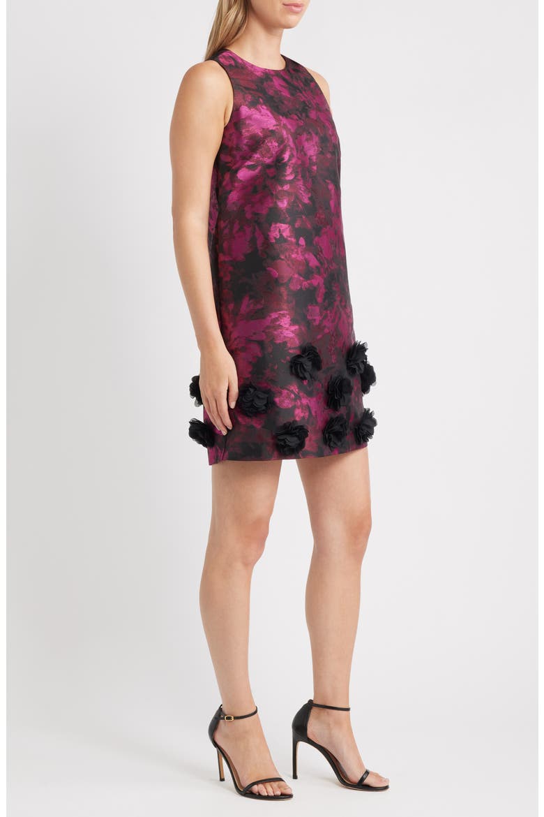 Rosette Jacquard Shift Dress, Alternate, color, DARK CERISE MULTI