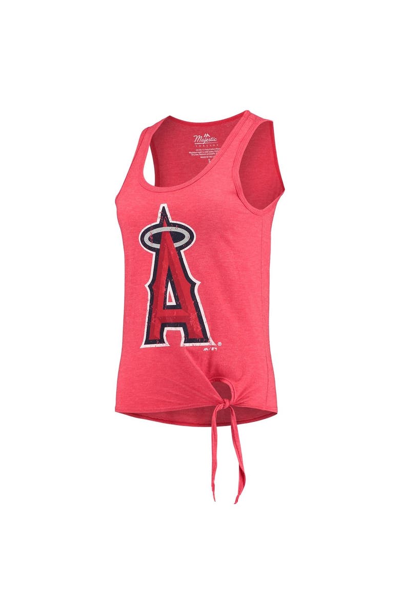 Majestic Threads Women's Majestic Threads Red Los Angeles Angels Scoop Neck Racerback Side Tie Tri-Blend Tank Top, Alternate, color, Red