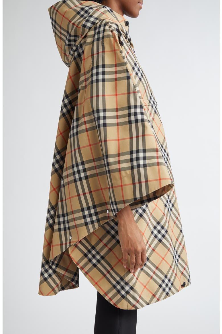 Check Nylon Poncho, Alternate, color, SAND