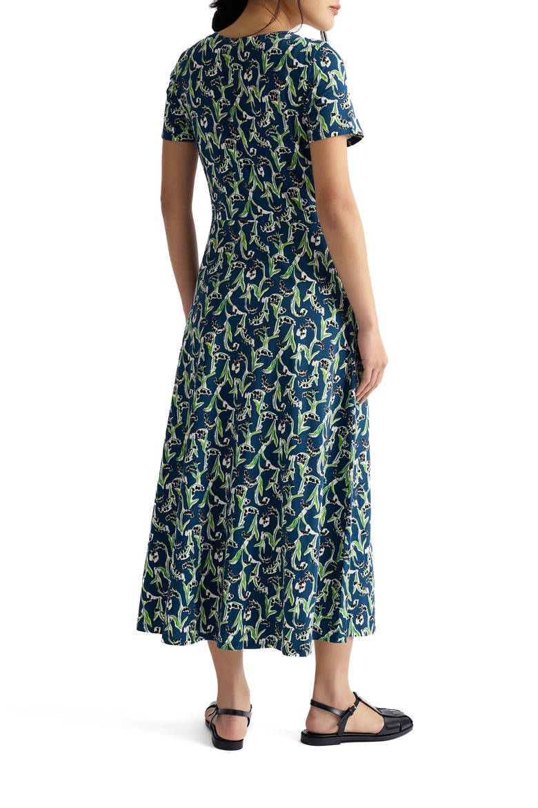 Veronica Print Stretch Organic Cotton Jersey Midi Dress, Alternate, color, PAINTY BLUEBELL DARK VOYAGE