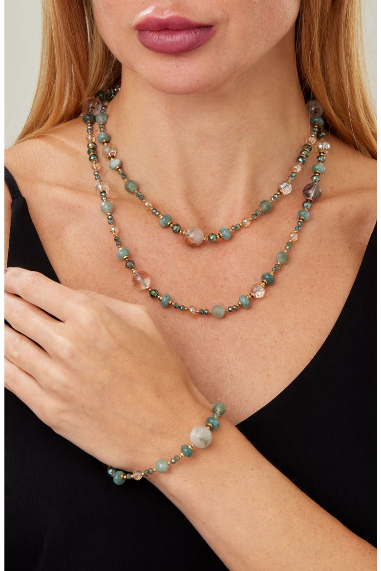 Multi Strand Gemstone Necklace, Alternate, color, GREEN