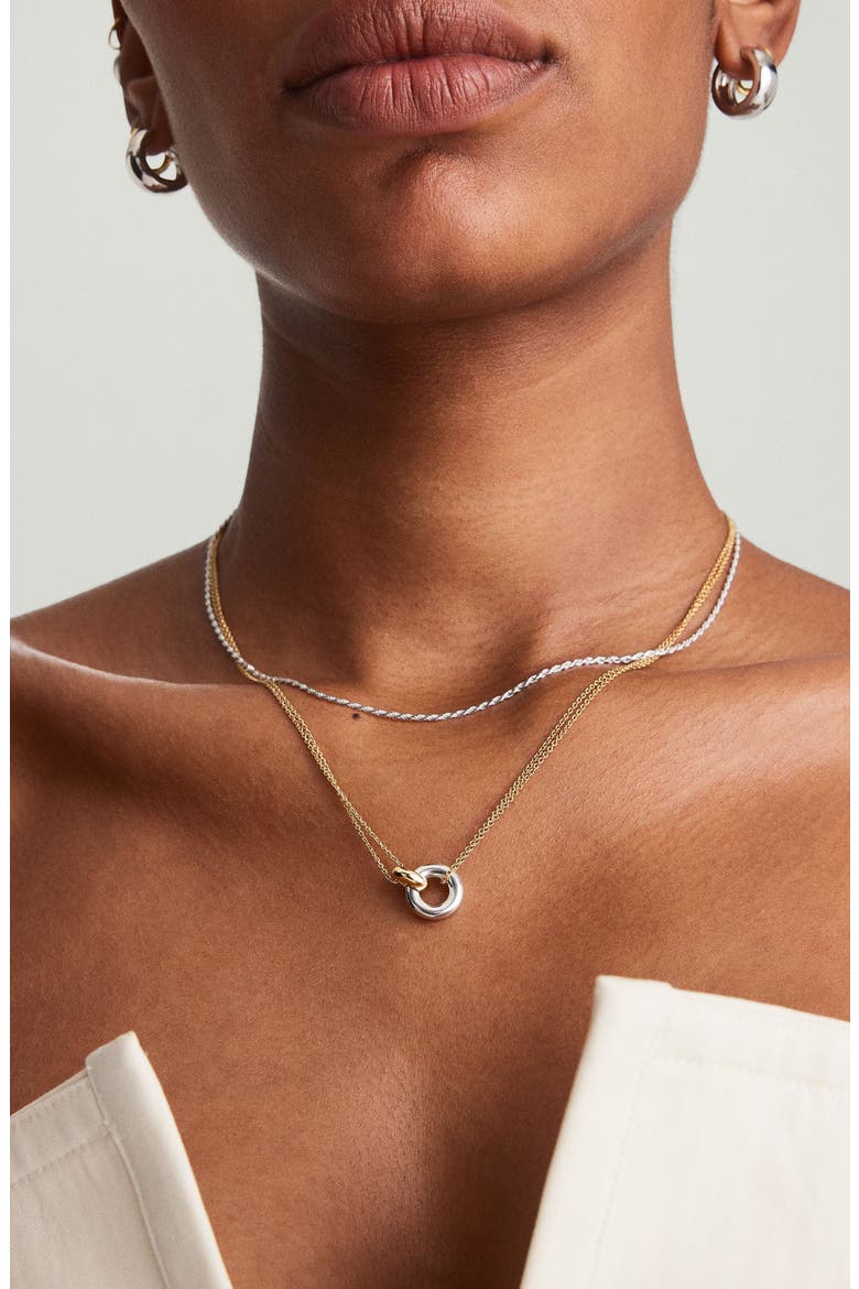 Linked Necklace, Alternate, color, Gold / Silver