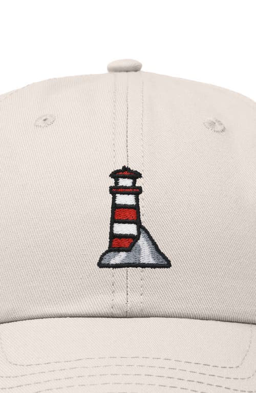 Dalix Lighthouse Embroidered Dad Hat In Beige