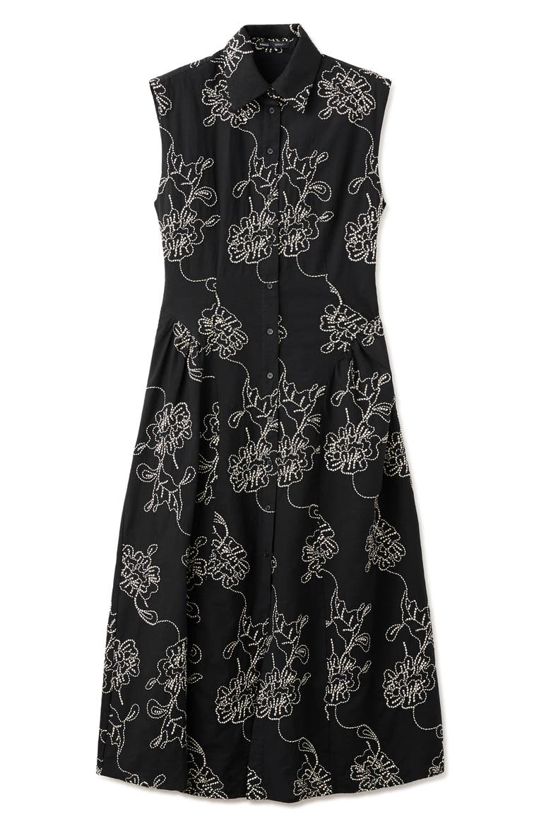 Floral Embroidered Sleeveless Midi Dress, Main, color, BLACK
