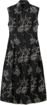 MANGO Floral Embroidered Sleeveless Midi Dress