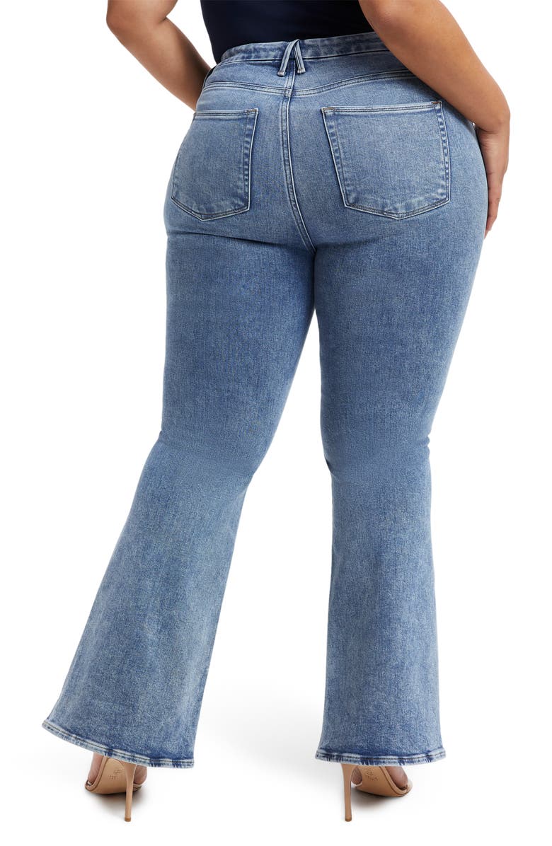 Good American Good Legs Twisted Slit High Waist Flare Jeans, Alternate, color, 