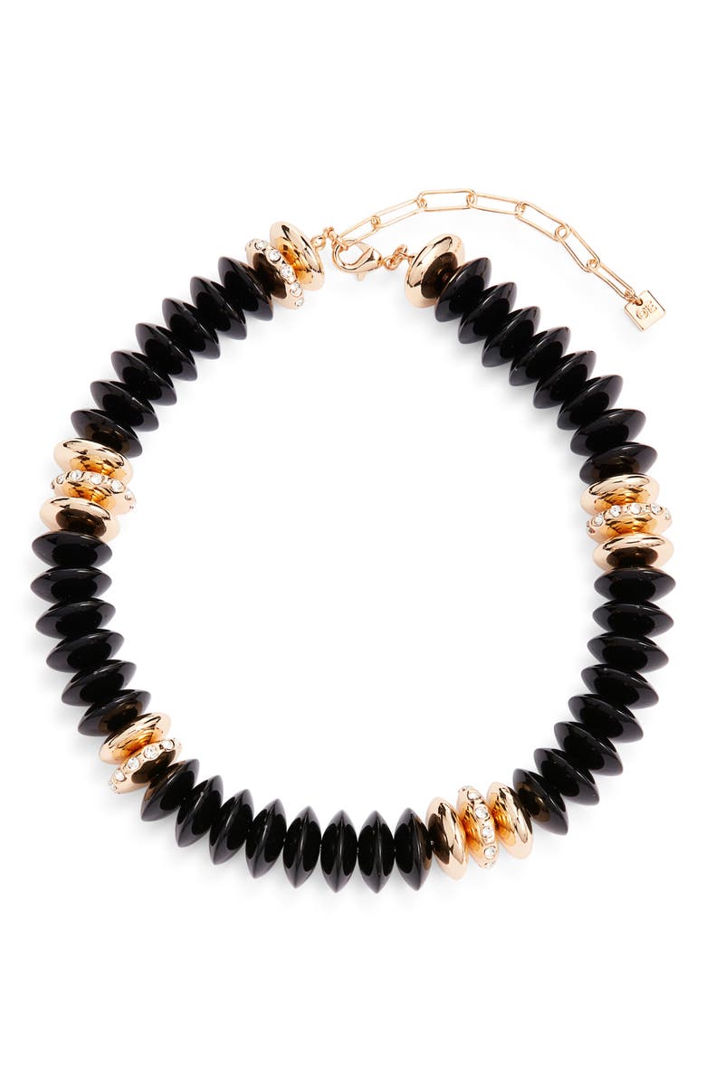 Open Edit Beaded Collar Necklace, Main, color, Clear- Black- Gold