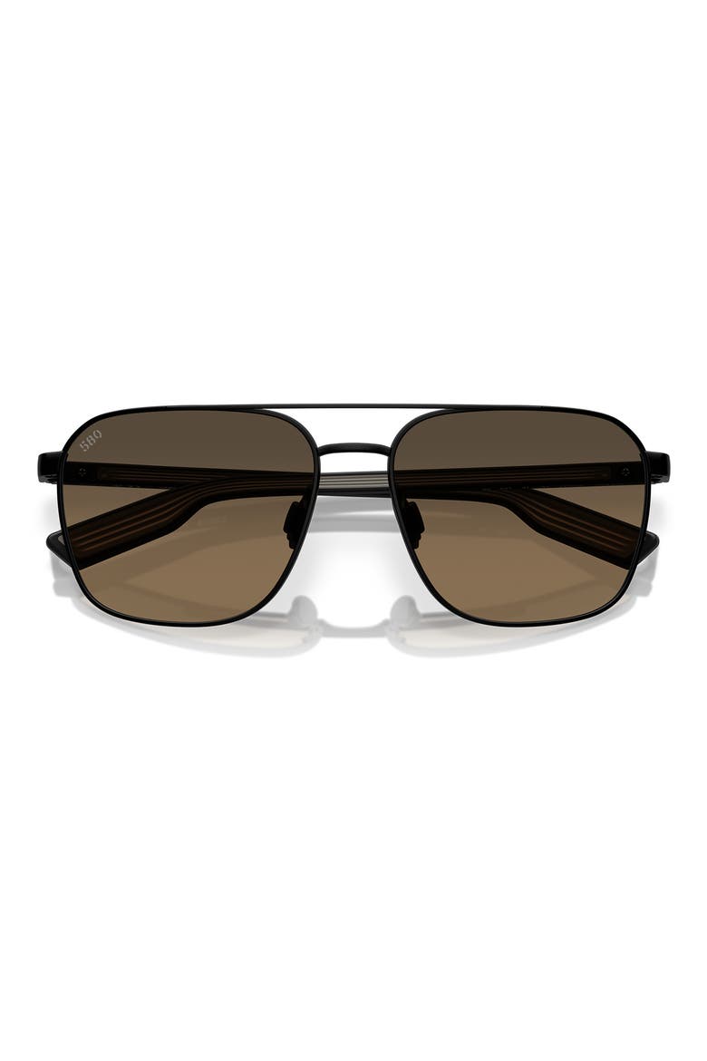 58mm Wader Gradient Polarized Rectangular Sunglasses, Alternate, color, SATIN BLACK / COPPER