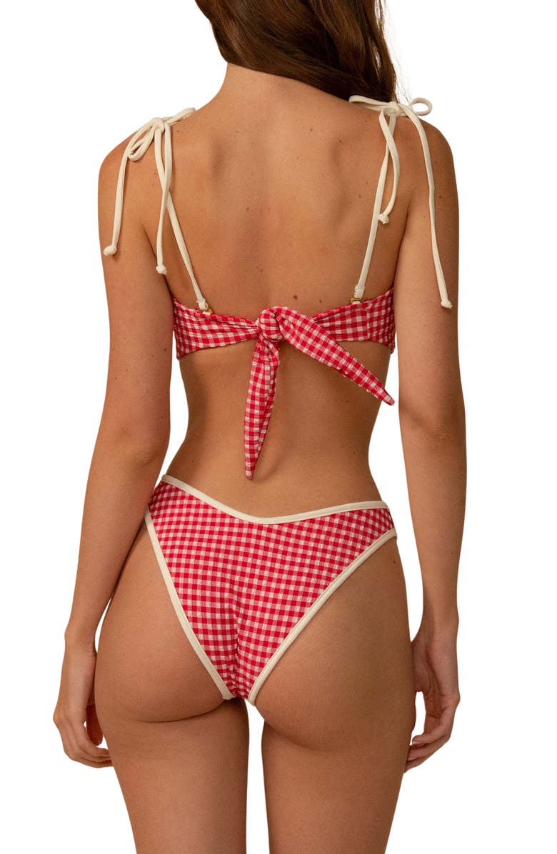 MONTCE Lulu Gingham Bikini Bottoms, Alternate, color, Red Micro Gingham