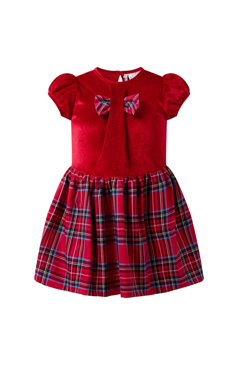 Rachel Riley Red Velvet Check Party Dress, Main, color, Red