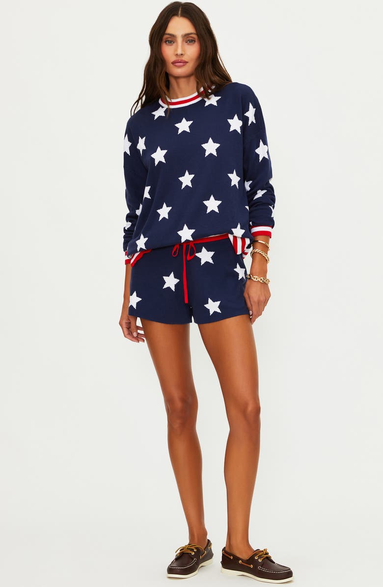 Beach Riot Cal Stars & Stripes Cotton Cover-Up Sweatshirt, Alternate, color, Twilight Stars